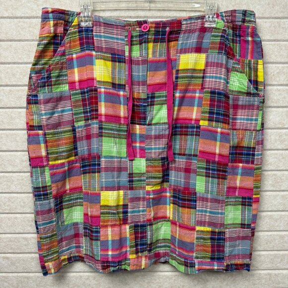 Orvis Skirts Orvis Madras Plaid Patchwork Multicolor Cotton Skirt W